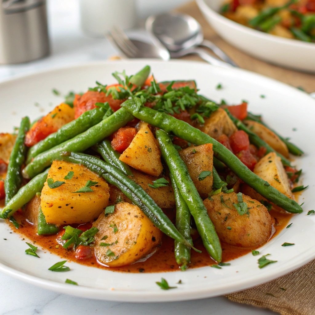 mediterranean green bean and potato toss